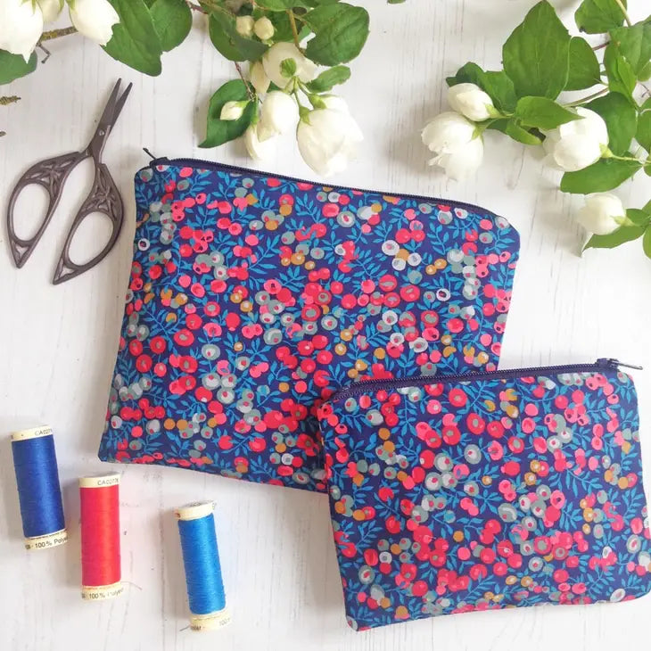 Liberty Tana Lawn Make-Up & Coin Purse Kit- Blue Stamp