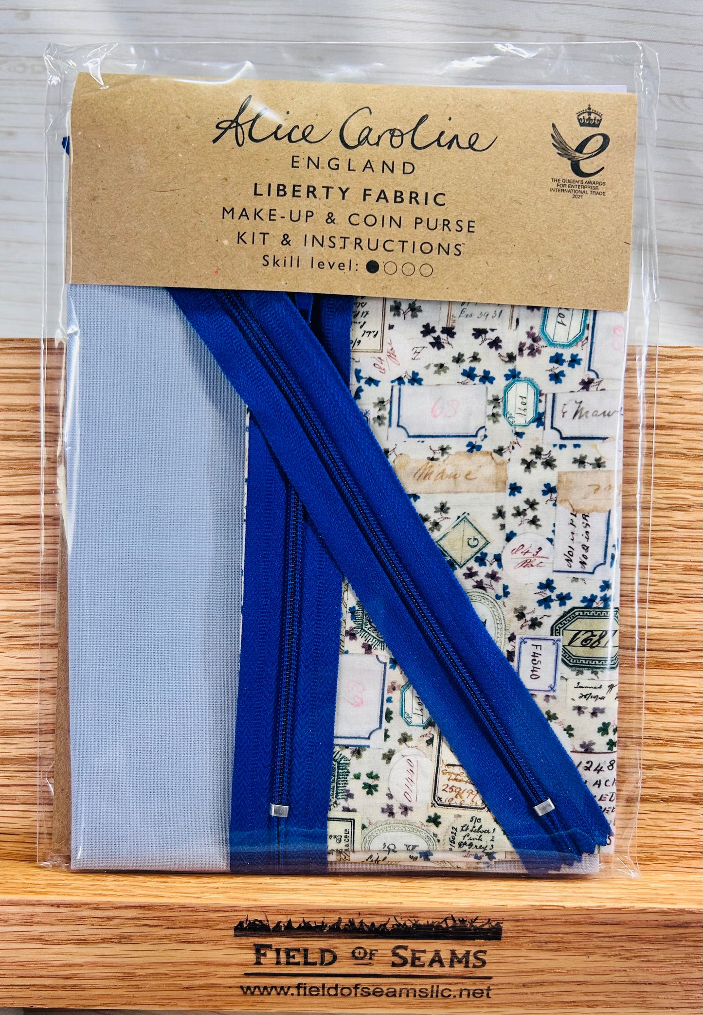 Liberty Tana Lawn Make-Up & Coin Purse Kit- Blue Stamp