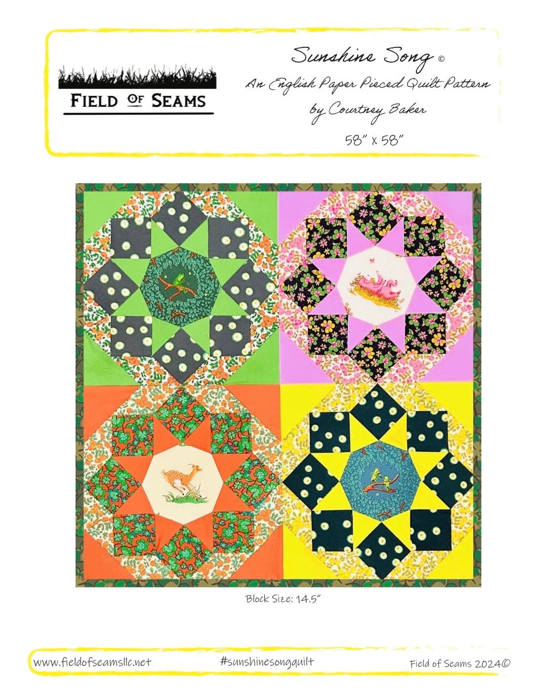 Digital Download for Sunshine Song EPP Pattern by Field of Seams